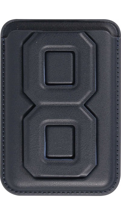 Magnetischer Kartenhalter wallet MagSafe veganes Leder mit starkem Magneten und integriertem Klappständer - Dunkelblau
