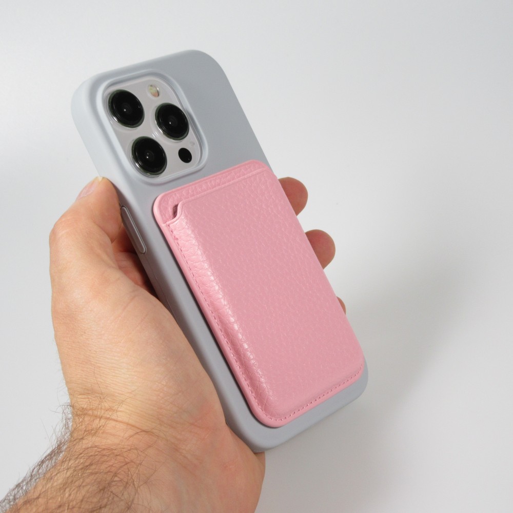 MagSafe Magnetkartenhalter aus veganem Leder mit starken Magneten  - Rosa