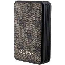 PowerBank Guess kompakt 10000mAh Leinwand Kunstleder mit Monogramm tragbare Ladegerät und Autonomieanzeige - Braun