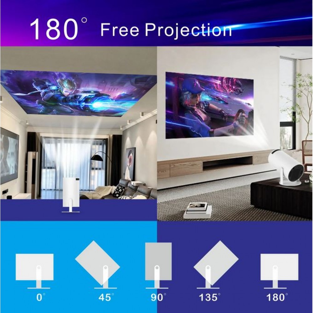 Projektor HY300 Pro LED Smart Home Theater HD Android interface - Beamer HDMI + USB + Wifi Screen Mirroring - Weiss