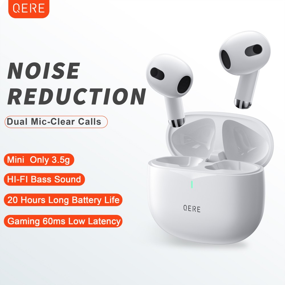 QERE E28 Kabellose Bluetooth 5.3 Kopfhörer In-Ear HIFI mit Nois cancellation, IPX5 & Touch Control - Weiss