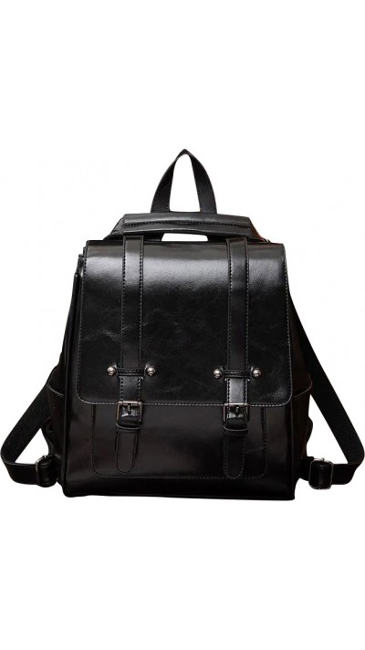 Handtasche / Fashion-Rucksack Retrolook Leder für Tablet, Bücher und Kamera - Schwarz