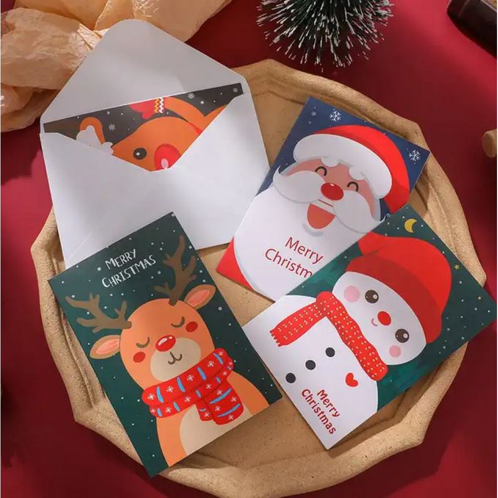 Set von 6 niedlichen und liebevollen Weihnachts-Grusskarten Merry Christmas