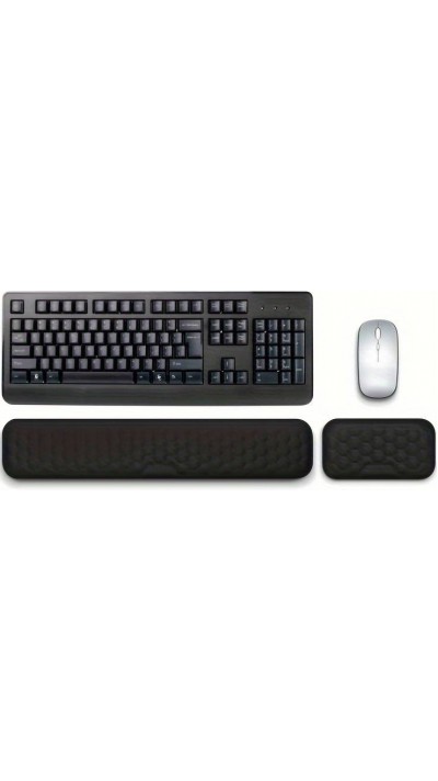 Set Handgelenkauflagen aus ergonomischem, weichem Memory Foam für Tastatur und Maus - Schwarz