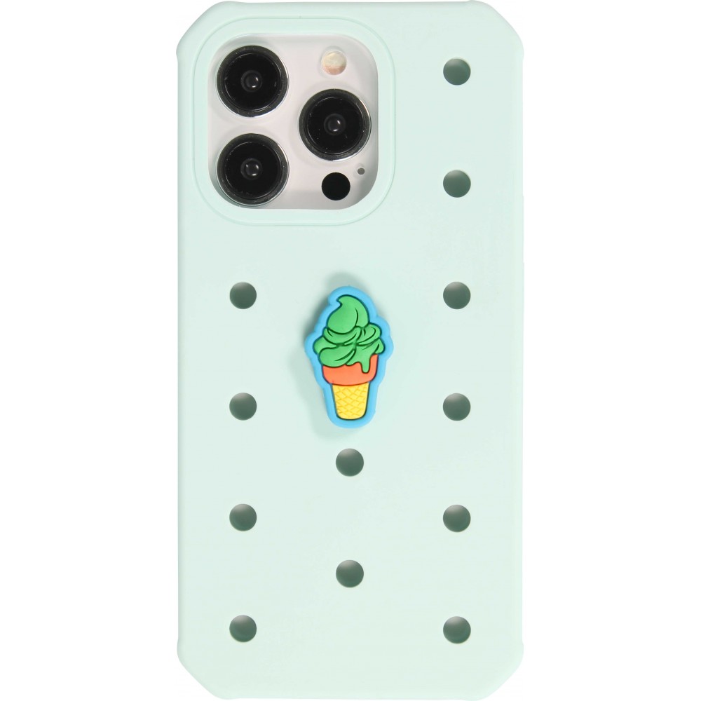 3D-Schmuck Charm für Silikonhülle mit Löcher im Crocs-Stil - Green Ice Cream