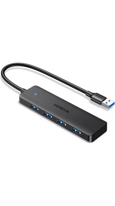Ugreen USB-A Hub mit 4 Anschlüssen Multiport Highspeed 5Gbps extra schlank 4x USB-A 3.0 Plug and Play - Schwarz