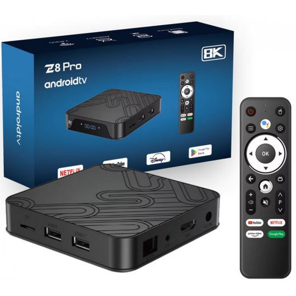 Z8 Pro Android TV Box Streaming Media Player 8K Ultra HD HDR 64Bit CPU Netflix - YouTube - Disney+